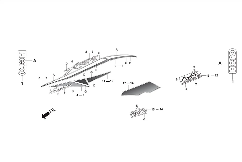 F-27 STRIPE/ MARKS diagram showing 86844-AAB-100R
