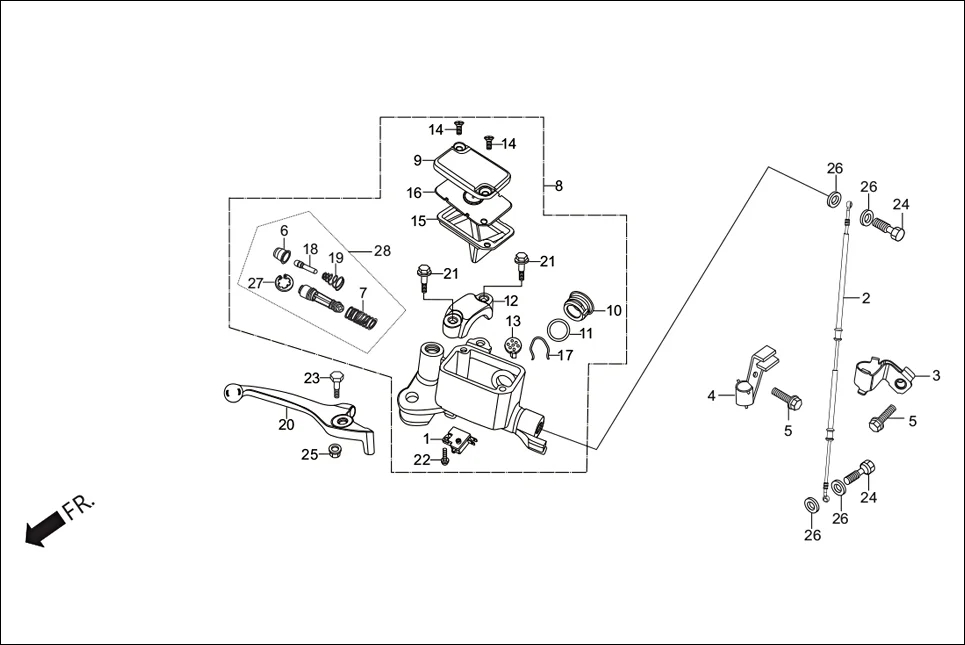 F-3A FR. BRAKE MASTER CYL. diagram showing 45155-KSP-900