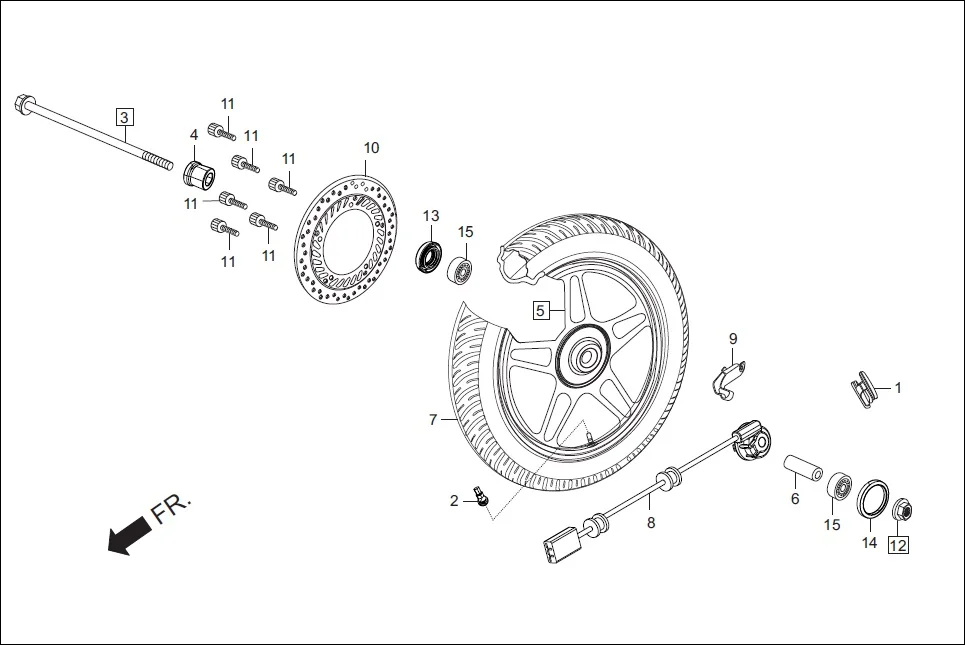 F-9 FRONT WHEEL diagram showing 42753-KWF-90099