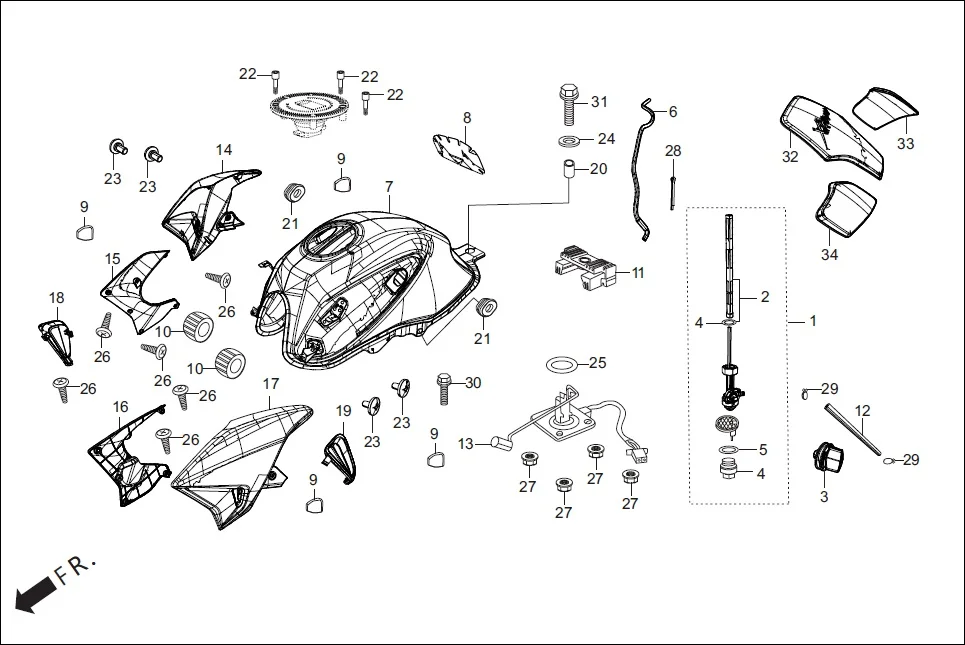 F-11 FUEL TANK diagram showing 17548-AAB-A00