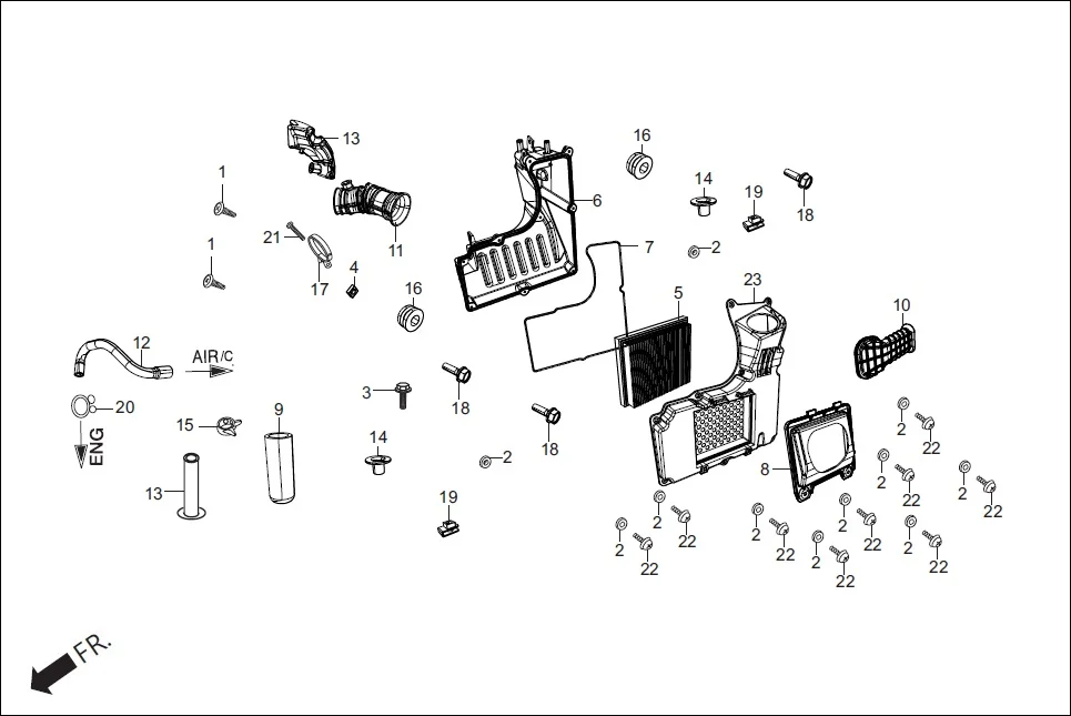 F-13 AIR CLEANER assembly diagram for Hero Xtreme 200R (June,2018)