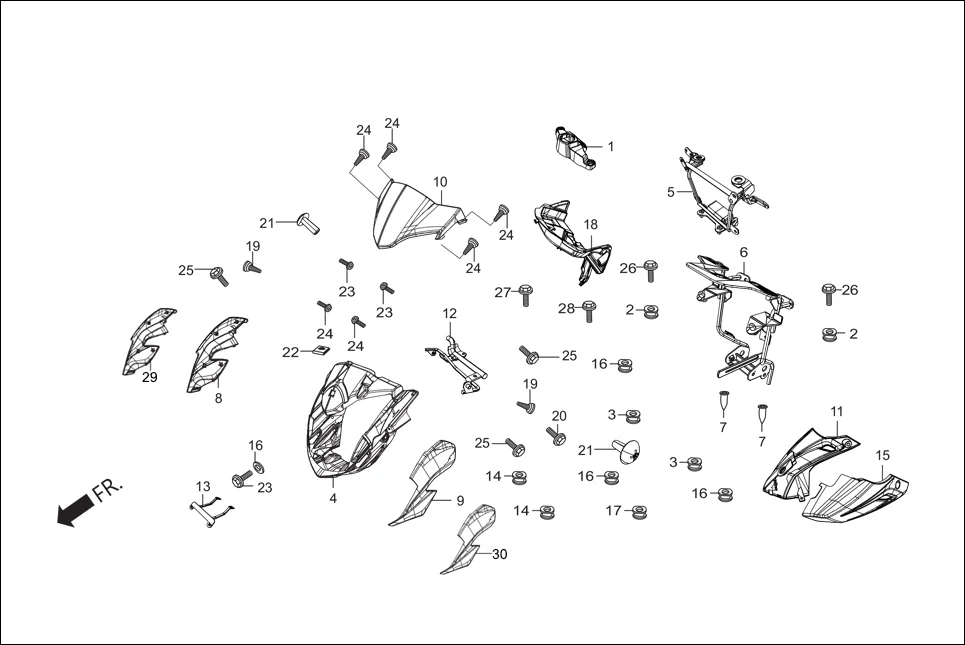 F-1A FAIRING (FR. VISOR/COWL/STAY) diagram showing 61105-KTC-900