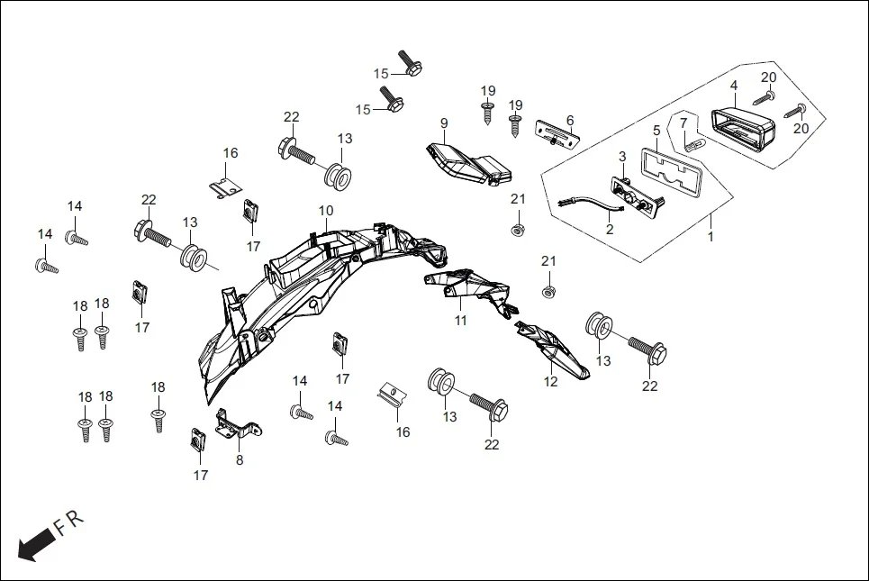 F-20 REAR FENDER diagram showing 90311-MT3-000