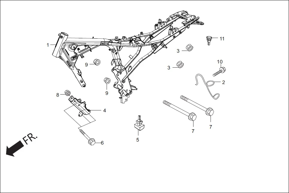 F-25 FRAME BODY diagram showing 94050-10000
