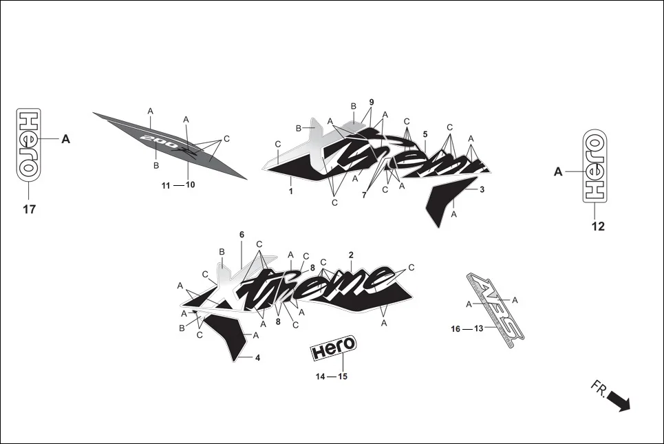 F-27-ABS STRIPE/ MARKS diagram showing 86281-AAB-A00S