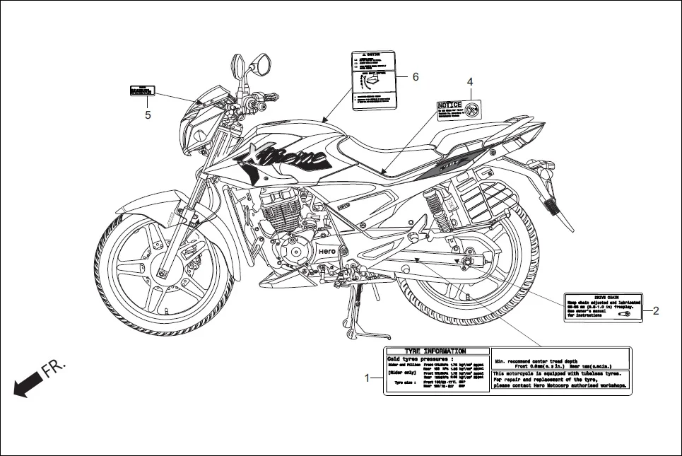 F-30 CAUTION LABEL assembly diagram for Hero Xtreme 200R (June,2018)