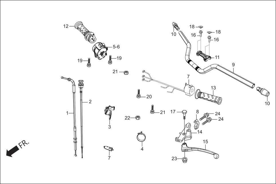 F-3B HANDLE &amp; HNDL COVER HANDLE LEVER / SWITCH/CABLES) diagram showing 53178-KFN-850