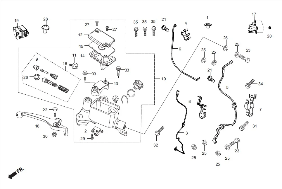F-4A-ABS FRONT BRAKE (MASTER CYLINDER) (ABS) diagram showing 43301-AAB-A00