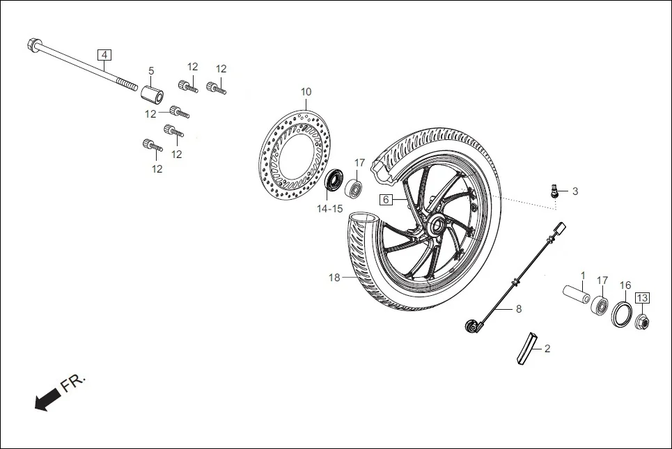 F-7-WO-ABS FRONT WHEEL diagram showing K44446AABMA20S