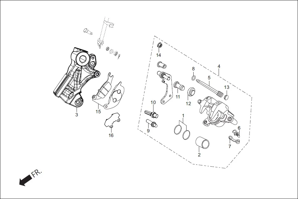 F-8A REAR BRAKE (CALIPER ASSY. REAR) diagram showing 06451-MA7-405