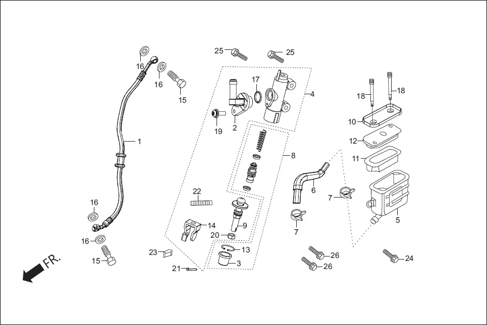 F-8 REAR BRAKE (MASTER CYL.) diagram showing 90145-MS9-610