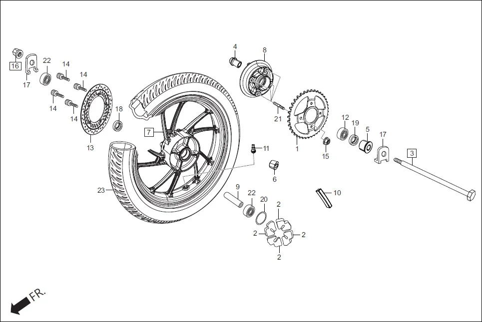 F-9 RR WHEEL /FLANGE ASSY.DRIVEN diagram showing 90304-KCS-920