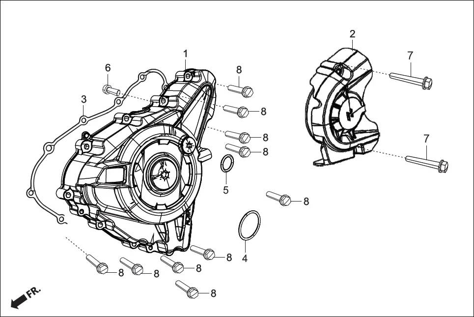 E-7A CRANK CASE &amp; COVER (COVER L. CRANK CASE)