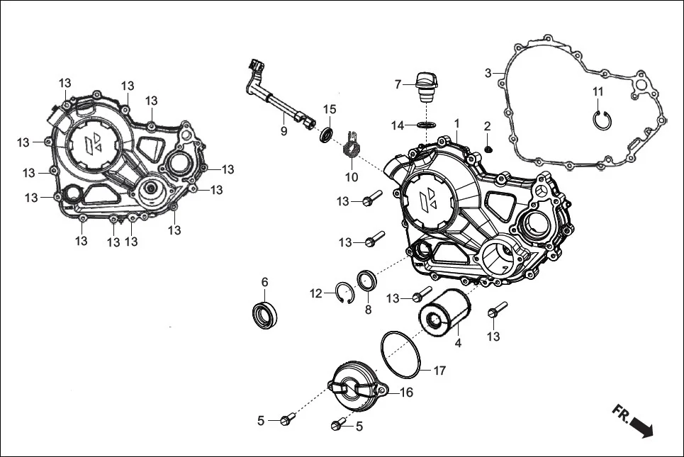 E-7 CRANK CASE &amp; COVER (COVER R. CRANK CASE)
