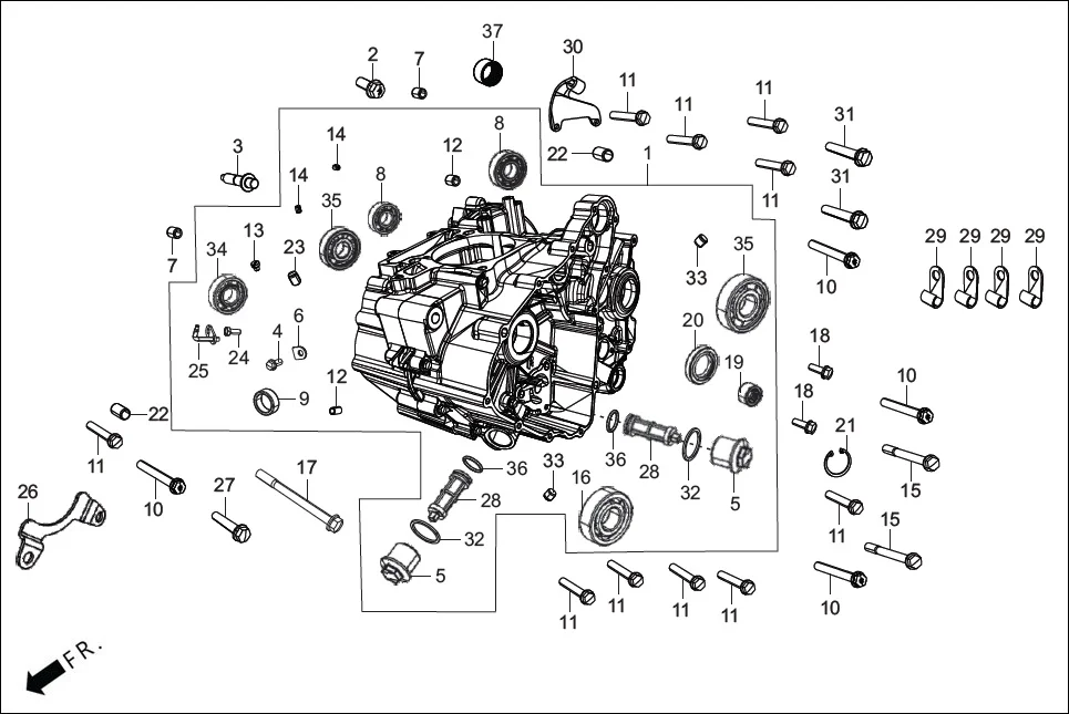 E-8 CRANK CASE &amp; COVER (CRANK CASE R./L.)