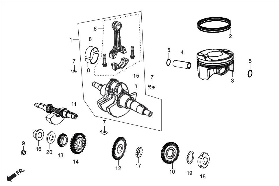 E-9 CRANK SHAFT/PISTON