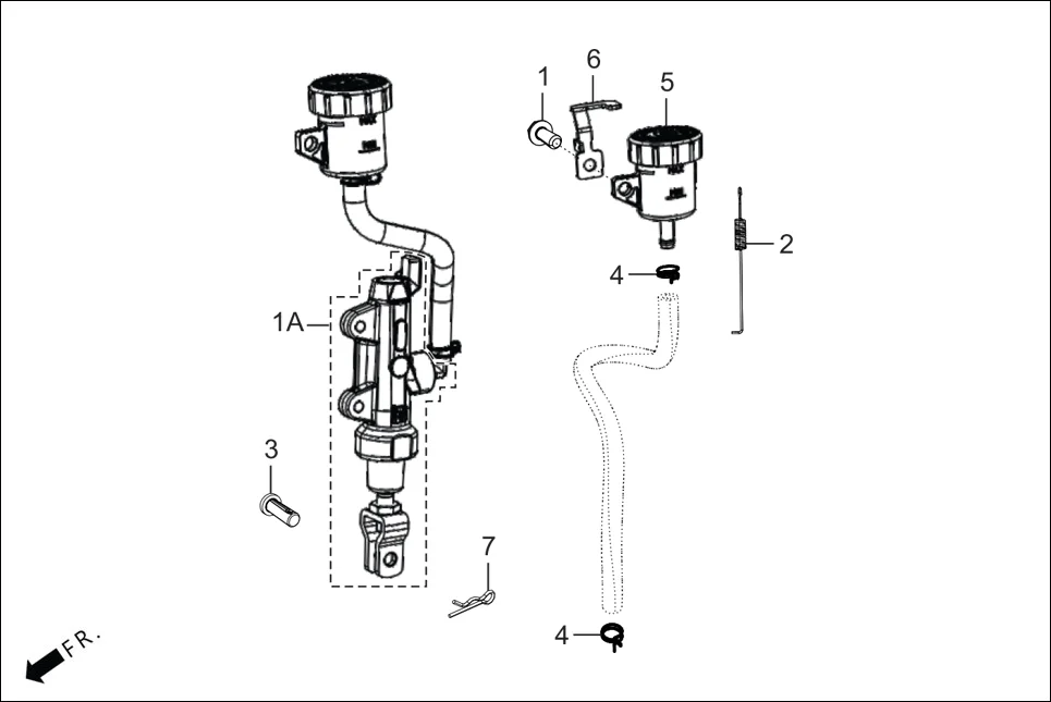 F-10 REAR BRAKE (MASTER CYLINDER) assembly diagram for Hero XTREME 250R(Mar., 2025)