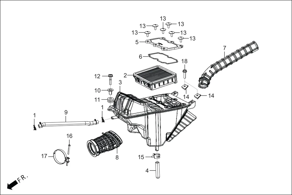 F-15 AIR CLEANER assembly diagram for Hero XTREME 250R(Mar., 2025)