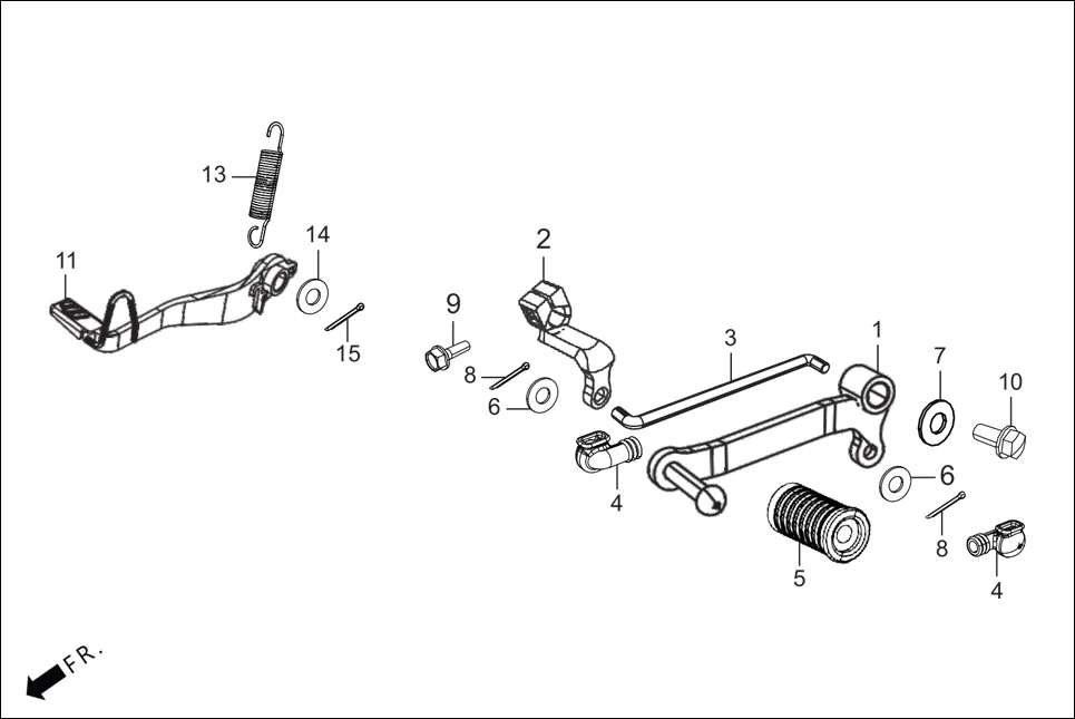 F-18 GEAR CHANGE PEDAL /BRAKE PEDAL assembly diagram for Hero XTREME 250R(Mar., 2025)