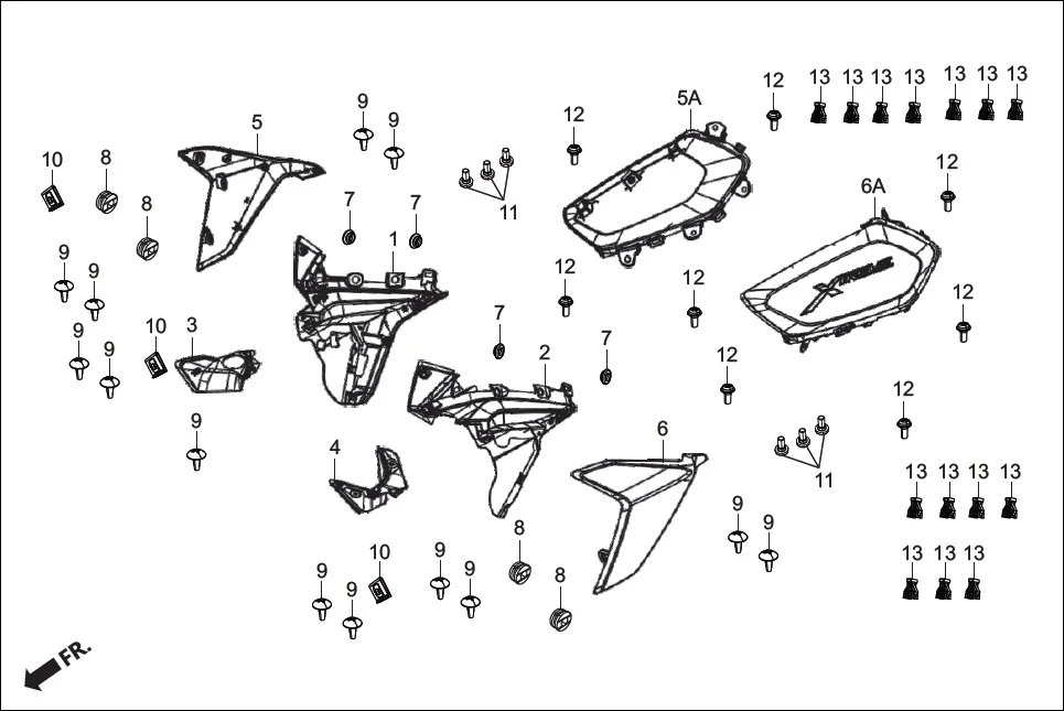 F-1A-I FAIRING (FR. VISOR/COVERS) diagram showing 93903-252F0