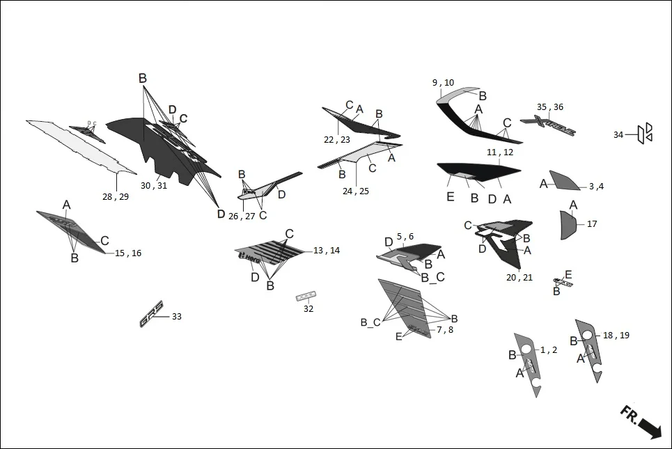 F-27 STRIPES / MARKS diagram showing ACWAS6B0210ATG