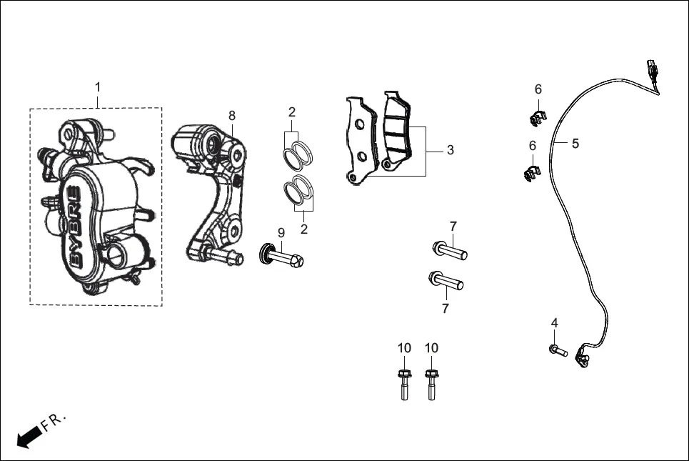 F-4A FRONT BRAKE (FRONT CALIPER ASSY.) assembly diagram for Hero XTREME 250R(Mar., 2025)