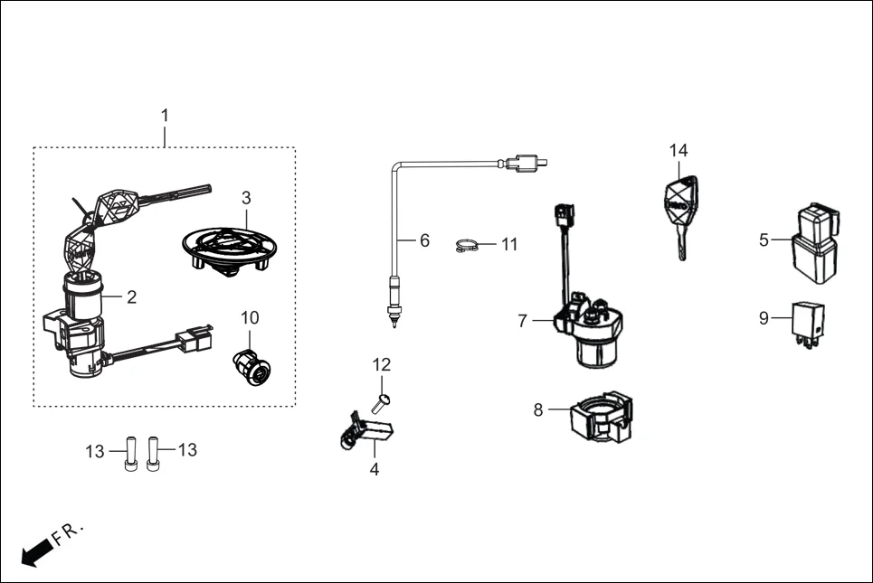 F-5 SWITCH &amp; RELAY assembly diagram for Hero XTREME 250R(Mar., 2025)