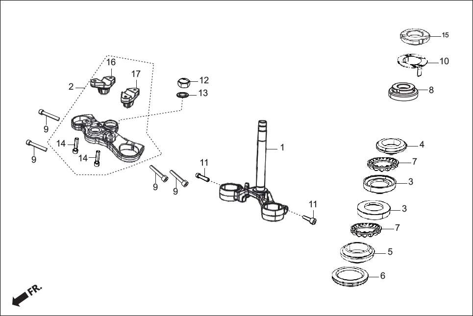 F-7 FRONT CUSHION  / STRG. STEM diagram showing 53211-RAA-000