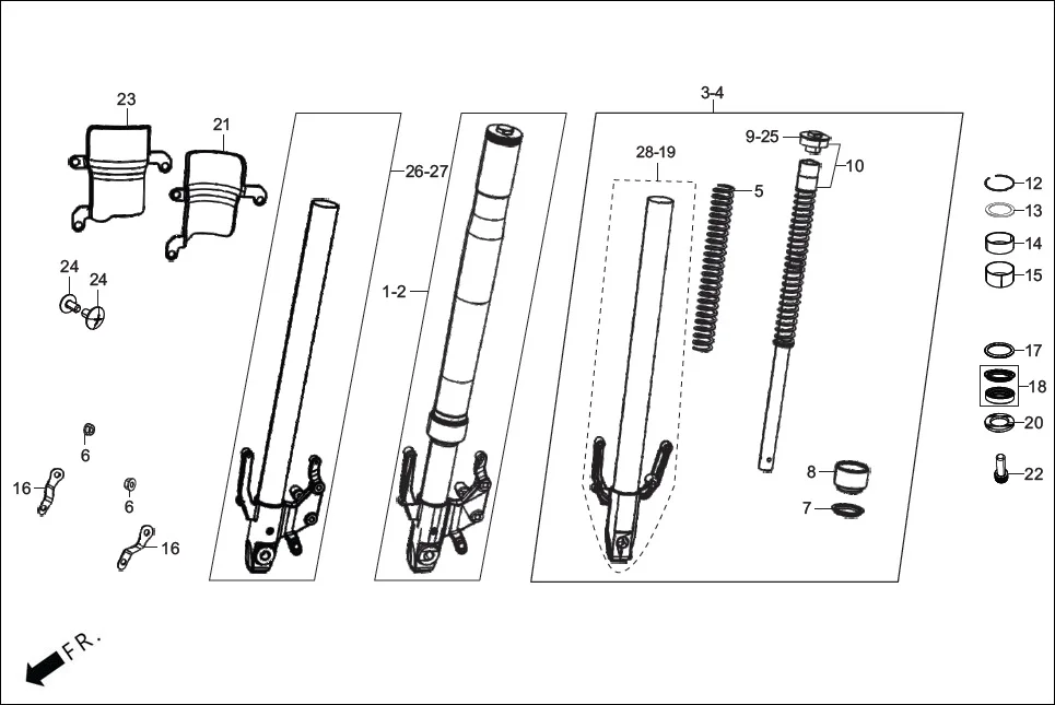 F-8 FRONT CUSHION  / STRG. STEM assembly diagram for Hero XTREME 250R(Mar., 2025)