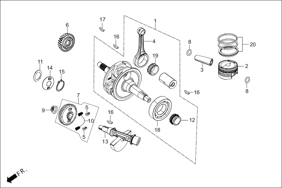 E-7 CRANK SHAFT(CRANK SHAFT / PISTON)