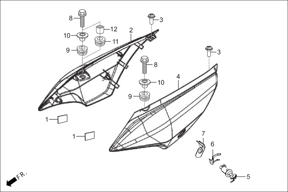 F-12-CONNECT SIDE COVER diagram showing 95701-06020-00