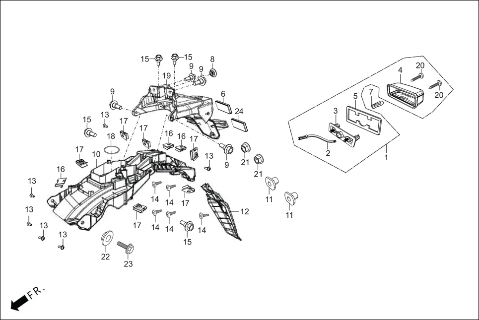 F-20-CONNECT REAR FENDER diagram showing 95701-06018-00