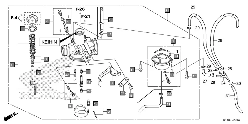 E-22-1 CARBURETOR(CB110E/ME/AMF)(KEIHIN)