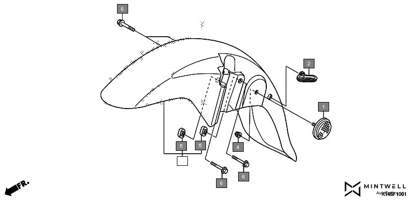 F-10-1 FRONT FENDER(CB110AM) assembly diagram for HONDA Dream Yuga CB110AMH