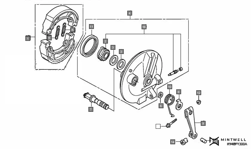 F-13 FRONT BRAKE PANEL assembly diagram for HONDA Dream Yuga CB110MD
