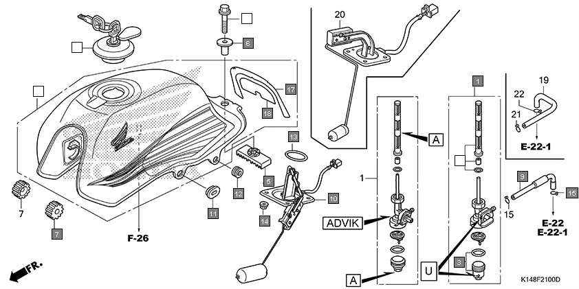 F-21 FUEL TANK diagram showing 95002-02080