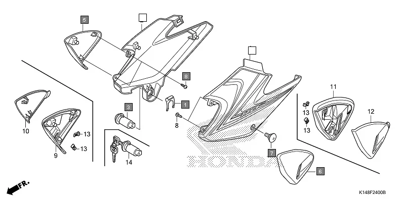 F-24 SIDE COVER diagram showing 75581-GN8-920