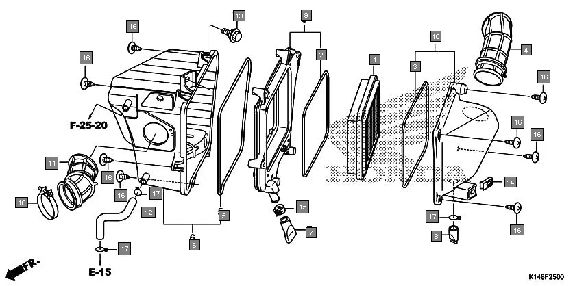 F-25 AIR CLEANER diagram showing 17219-KTC-900