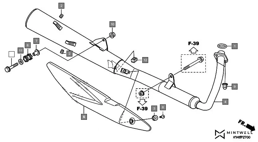 F-27 EXHAUST MUFFLER assembly diagram for HONDA Dream Yuga CB110AMF