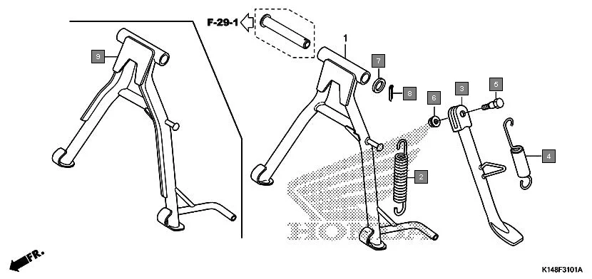 F-31-1 STAND(CB110E/ME/AMF) assembly diagram for HONDA Dream Yuga CB110ME