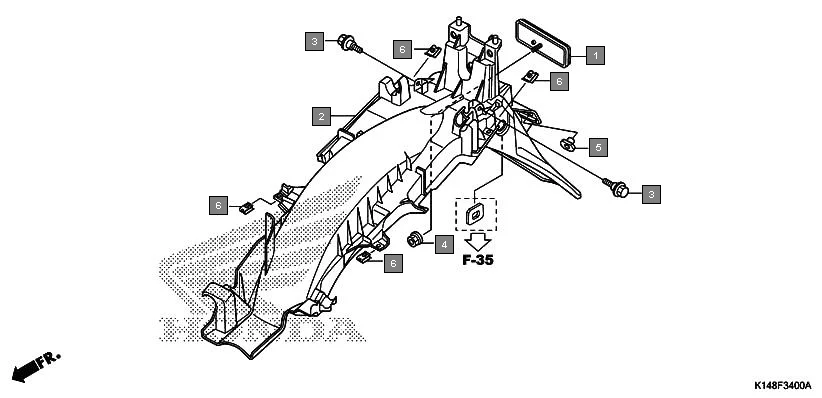 F-34 REAR FENDER diagram showing 33741-KPL-902