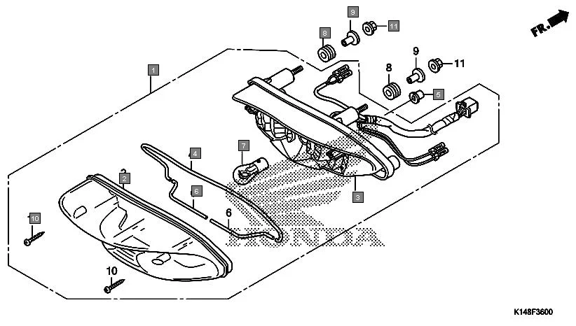 F-36 TAILLIGHT assembly diagram for HONDA Dream Yuga CB110AMF