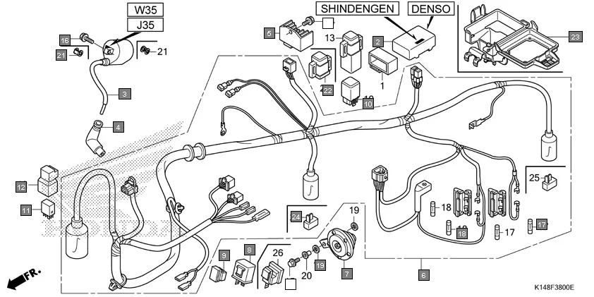 F-38 WIRE HARNESS diagram showing 33714-KL3-620