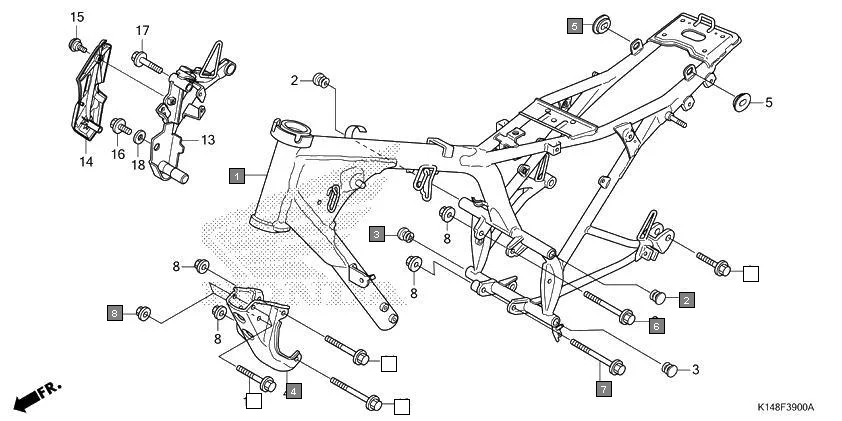 F-39 FRAME BODY assembly diagram for HONDA Dream Yuga CB110AMH