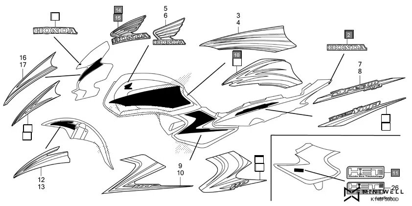 F-50 STRIPE/MARK assembly diagram for HONDA Dream Yuga CB110AMF