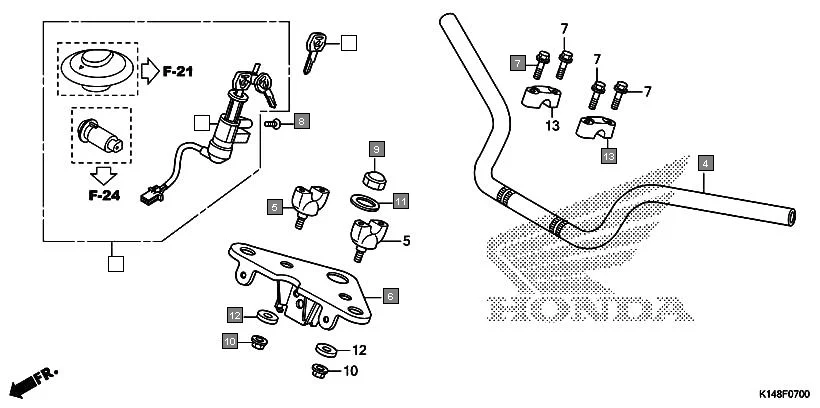 F-7 HANDLE PIPE/TOP BRIDGE diagram showing 53100-K14-900ZB