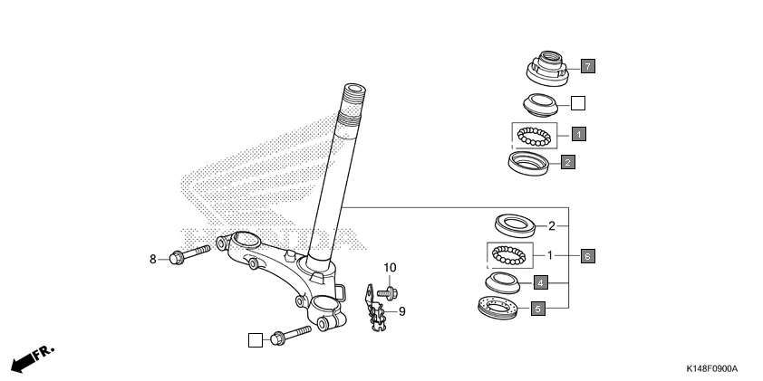 F-9 STEERING STEM assembly diagram for HONDA Dream Yuga CB110AMH