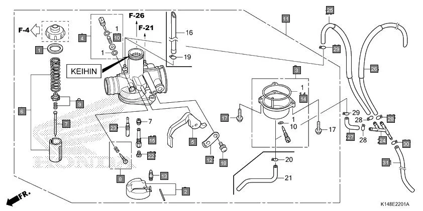 E-22-1 CARBURETOR(CB110E,J/ME/AMF/AMH/BK)(KEIHIN)