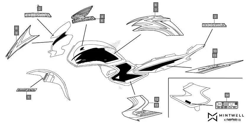 F-50-1 STRIPE/MARK(CB110J/BK) diagram showing 86121-K14-670