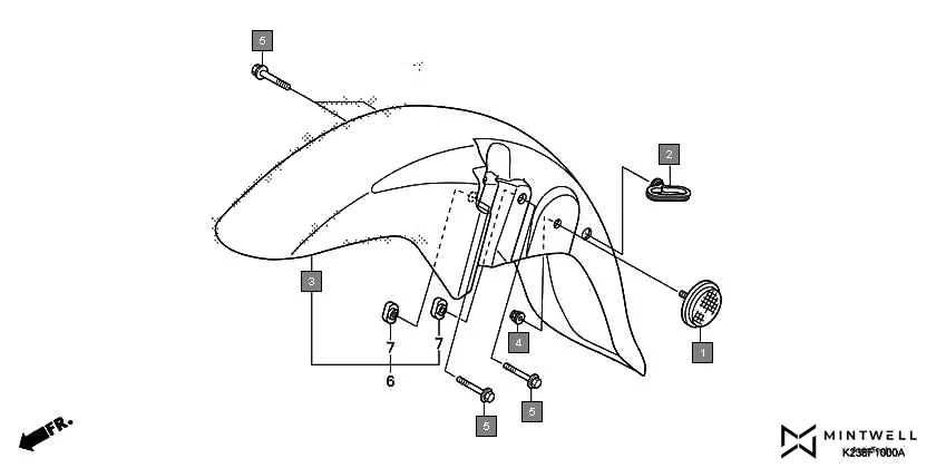 F-10 FRONT FENDER assembly diagram for HONDA CD 110 Dream CB110C2MG